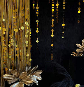 Décoration circulaire dorée à paillettes miroir pour plafond de mariage, brins de paillettes miroir double face et <span class=keywords><strong>rideau</strong></span> de perles pour fête - Product Image 3