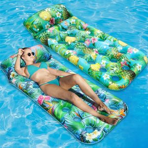 <b>Inflatable</b> Adult <b>Floating</b> Bed 180x80cm Tropical Print <b>Pool</b> Lounger With Cup Holders For Swimming <b>Pool</b> Relaxation - Product Image 1