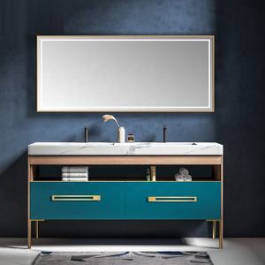 <span class=keywords><strong>2021</strong></span>หรูหราห้องน้ำตู้ชั้นยืนไม้อัดโต๊ะเครื่องแป้งห้องน้ำที่มีแผ่นหินอ่างล้างหน้าหิน - Product Image 3