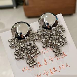 Pendientes Colgantes Vintage de Bola con Diseño de Lámpara de Araña, de Aleación Plateada, para Fiesta, Moda Femenina - Product Image 4