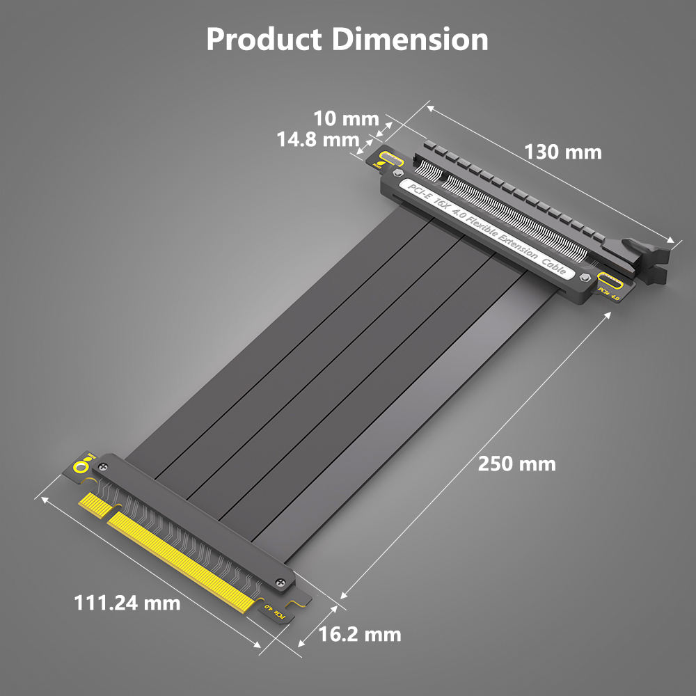 สีดำ --- 250มม.-pcy-e X16 4.0 180องศา