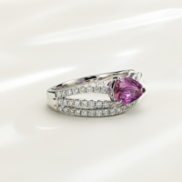 Birnen schliff Pink Lab Grown Sapphire aus 18 Karat massivem Weißgold mit VS Women Diamond Ring Custom ized Jewelry Factory