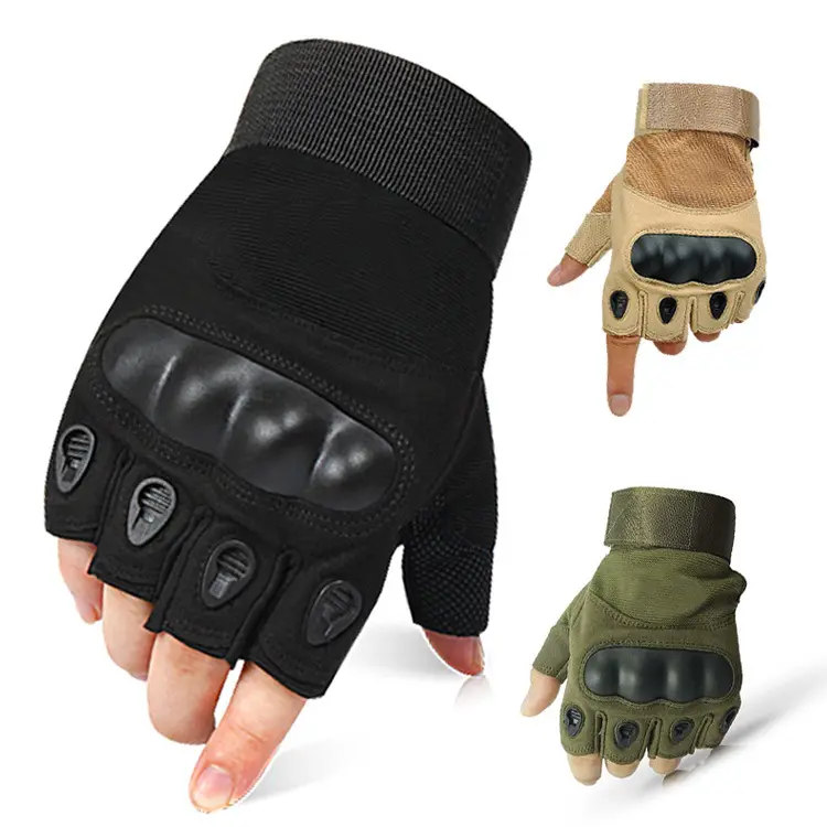 Outdoor motorcycle racing gym sports riding gloves custom vibration-resistant tactical half finger protect gloves