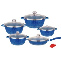 Vente flash : Ensemble de 12 casseroles en fonte, ensemble de casseroles antiadhésives en marbre, casserole en aluminium avec gants isolants, ustensiles de cuisine en granit