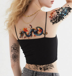 Hermosos tatuajes temporales de flores impermeables grandes para mujeres Transferencia de agua no tóxica Arte corporal Decoraciones festivas para fiestas - Product Image 1