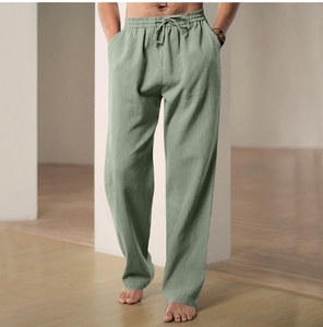 2024 europeo e americano primavera/estate <span class=keywords><strong>pantaloni</strong></span> larghi da <span class=keywords><strong>uomo</strong></span> a gamba larga sottile e traspirante cotone larghi <span class=keywords><strong>pantaloni</strong></span> sportivi Casual - Product Image 6