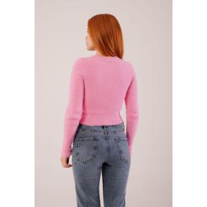 Suéter de Mohair Rosa Esponjoso para Mujer, Tejido de Punto, Cuello Redondo Informal, Talla XS, Estampado Maxi, Venta al por Mayor para Damas y Chicas - Product Image 1