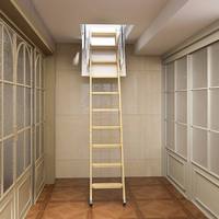 Escalier de grenier rétractable électrique invisible en bois massif, échelle télescopique pliable entièrement automatique pour loft intérieur