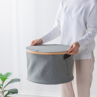Vente en gros, cadre en bambou nature pliable pour la maison, paniers de rangement pour vêtements sales, marteau à linge rond