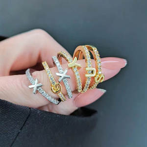 Anillos de Joyería de Moda, Plata 925 con Diamantes, Letras de la A a la Z, Anillo Abierto Personalizado para Boda, Fiesta, Eternidad - Product Image 5