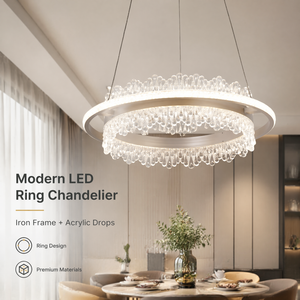Lustre moderne en fer rond à anneau, dimmable, télécommande tricolore, pour salle à manger, salon, décoration intérieure, 50 cm, 120 W - Product Image 2