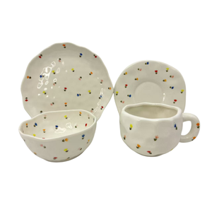 Factory INS Hand Painted Irregular Ceramic Dessert Cake Plate Flower Heart-Shaped Ceramic Salad Bowl - Product Image 5