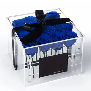 透明なアクリルフラワーディスプレイボックスカスタムクリスタル永遠のバラ収納ボックス