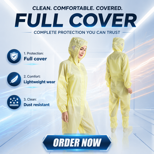 Combinaisons <span class=keywords><strong>de</strong></span> <span class=keywords><strong>travail</strong></span> antistatiques et anti-poussière en polyester à capuche, trois pièces, pour salle blanche ; Vêtements <span class=keywords><strong>de</strong></span> <span class=keywords><strong>travail</strong></span> bleus et blancs, anti-poussière, lavables, vente en gros usine - Product Image 3