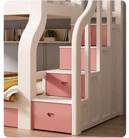 Cama litera moderna de madera maciza de doble altura para apartamentos pequeños infantiles, con almacenamiento multifuncional, cama para padres e hijos