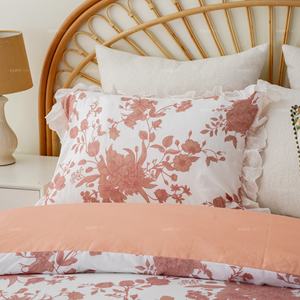 Juego de Ropa de Cama de Microfibra Prelavada <span class=keywords><strong>con</strong></span> Estampado Floral y Ribete de Encaje, Funda de Edredón, Fundas de Almohada - Product Image 3