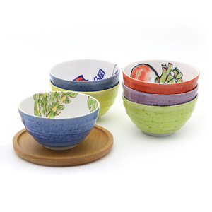 Bols à riz et bols à nouilles en céramique japonaise, Mino Ware, style japonais et <span class=keywords><strong>Wafu</strong></span>, bols à légumes peints à la main avec sous-glaçure - Product Image 4