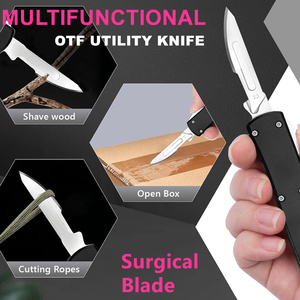 Couteau utilitaire chirurgical rétractable à double action, format micro, pour petites commandes en gros, type OTF, avec bouton poussoir, pour la poche - Product Image 4