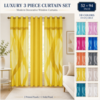 Rideaux de Luxe pour Fenêtre, Ensemble de 3 Pièces, Tissu Lourd Semi-Occultant, Rideaux de Salon à Œillets, Vente en Gros