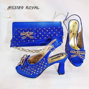 İtalyan ayakkabı çantası Set tıknaz topuklu ve eşleşen debriyaj afrika kadınlar pompa nijeryalı kadınlar parti ayakkabı çantası Set - Product Image 5
