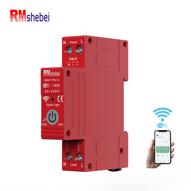 RMshebei WIFI Circuit Breaker With Metering Energy Meter 1P 63A DIN Rail for Smart Home Remote Control Switch by APP Voice