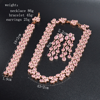 Parure de bijoux de luxe en zircone rose, collier ras du cou, bracelet et boucles d'oreilles chandelier taille poire, cadeau idéal pour mariée, mariage ou fête