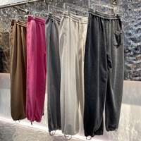 Pantalones de chándal personalizados de felpa francesa gruesa para hombre, de algodón gris, holgados, tipo jogger, con cordón y cintura elástica, estilo baggy.