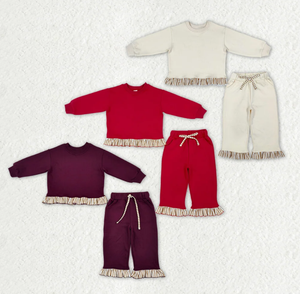 ชุดเด็กผู้หญิง 2 ชิ้น เสื้อแขนยาวและกางเกงขายาวพร้อมขอบระบาย - Product Image 6