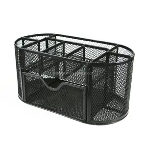 Groothandel Kantoorbenodigdheden Metalen Mesh Tafel Bureau Organizer met Schuiflade