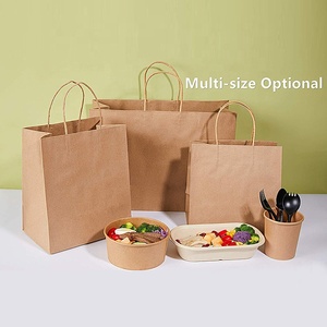 Sac en papier kraft à fond carré pour emballage cadeau DIY, emballage à emporter, sac à lunch de haute qualité, personnalisable pour emporter - Product Image 1