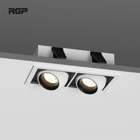 Plafonnier LED encastré moderne à double tête, dimmable 0-10V DALI, orientable, 2700K 3000K 4000K, spots de plafond