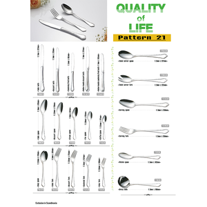 Cubertería Premium Ecológica de Acero Inoxidable Pulido Espejo con Diseño de Patrón 21, Serie de Cuchillos, Tenedores, Cucharas, Servidores y Cucharones para Fiestas - Product Image 1