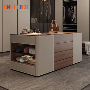 Îlot de <span class=keywords><strong>Dressing</strong></span> de Style Français avec Éclairage LED, Coiffeuse <span class=keywords><strong>en</strong></span> Acier Inoxydable avec Tiroirs à Bijoux, Vestiaire de Luxe - Product Image 1