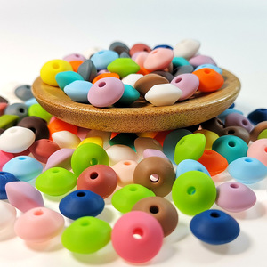 Wholesale DIY 12mm Food Grade Silicone Chew Beads <strong>Necklace</strong> Loose Baby Teething Chew Abacus Lentil Beads - Product Image 3
