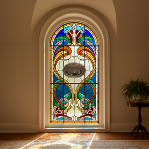 Panel de Vidrio Ovalado BLAZON de 36x49 Pulgadas, Obra de Arte Hecha a Mano - Product Image 3