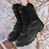 Bottes de neige montantes rétro pour hommes en cuir véritable, à lacets, respirantes, avec doublure en coton chaud et isolée, antidérapantes