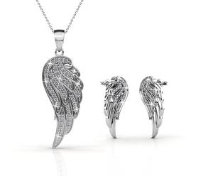 <span class=keywords><strong>Parure</strong></span> de bijoux ailes d'ange ornée de cristaux <span class=keywords><strong>Swarovski</strong></span>, collier et boucles d'oreilles à breloques, ensemble de bijoux Daisini - Product Image 1