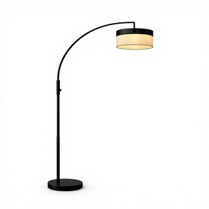 Lámpara de Pie LED Moderna de Lujo, Diseño de Arco, Base de Metal, Pantalla de Tela, Altura Ajustable, E26, Luz Cálida de 3000K, para Sala de Estar - Product Image 1