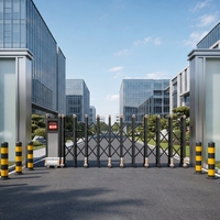 Portail coulissant télescopique en aluminium moderne, robuste et personnalisé, à sectionnement automatique électrique