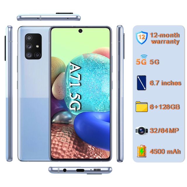 Wholesale High Quality Original Mobile Phones A71 128GB [64MP Camera][Dual SIM Card] 100% Unlocked Global Version 5G Smartphone