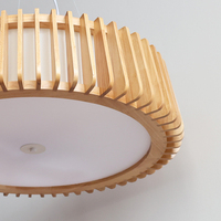 Grand Lustre en Bois Personnalisé Acrylique Couverture Intérieure en Verre Pendentif Lumière Café Hôtel Villa Interrupteur Contrôle Plafonnier Ampoule