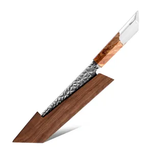 Cuchillo de cocina de Damasco de 67 capas, cuchillo de cocina japonés de acero de Damasco, patrón de martillo, cuchillo de Chef de Damasco con madera