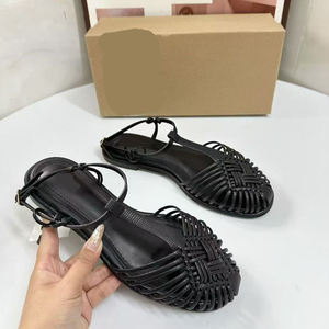 Z <strong>2026</strong> New Arrival Retro Round Toe Flat Roman <strong>Shoes</strong> PU Upper Woven Hollowed-out One-Strap <strong>Fashion</strong> <strong>Sandals</strong> All Seasons - Product Image 2
