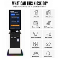Kiosque d'auto-enregistrement pour hôtel avec intégration PMS, écran tactile capacitif, reconnaissance faciale, distributeur de cartes RFID, clé de chambre rapide