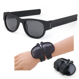 Wholesale clip sun glasses men-2022 Wholesale Custom Fashion Polarized Collapsable Shades Folding Sunglasses Women Men Bracelet Wristband Slap on Sun Glasses
