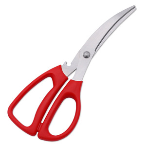 Stainless Steel Kitchen Shears Red Handle For Cutting Bones Meat Fish Home Use - Product Image 2