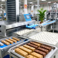 Machine automatique de fabrication de barres de biscuits fourrés aux dattes arabes, à double tête d'encrustage, avec plateau d'alignement, de qualité alimentaire