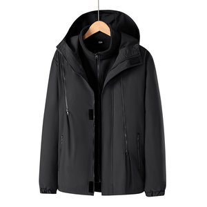 Chaqueta cortavientos con capucha y cremallera, de color sólido, tres en uno, unisex, a prueba de viento, para senderismo y actividades al aire libre. - Product Image 3