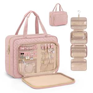 Bolsa de Maquillaje Grande Impermeable de PVC, Organizador de Joyas con Compartimentos, Bolsa de Aseo Colgante para Viaje para Mujer - Product Image 3