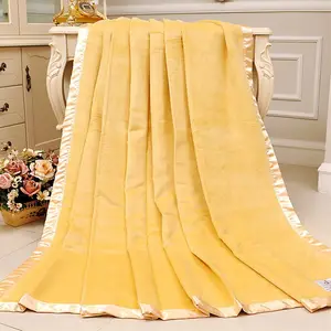 OEM pure color mulberry silk blanket double faced velvet custom blanket summer quilt comforter pure silk quilt with satin border
